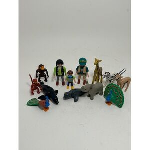 Playmobil Zoo Safari Animal Figures Lot Giraffe Zebra Rhino Peacock 13pc Set